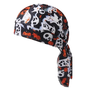 Halloween Radsport-Bandana mit Geist- und Kürbismuster auf schwarzem Stoff