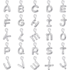 Pendentifs lettres ballons en argent vintage sertis de perles pour bijoux DIY