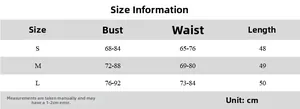 Size chart showing bust, waist, and length measurements for this sexy backless halter top