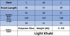 Detailed size guide table for women's knitted hoodie showing S, M, L measurements