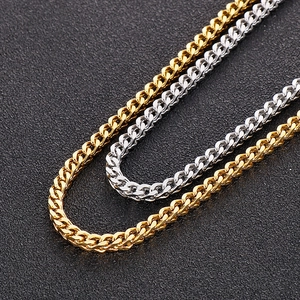 Colliers maille Franco 3mm en acier titane doré et argenté pour hommes et femmes