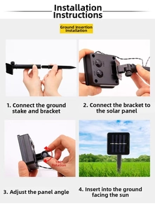 Solar panel assembly with 180 degree adjustable ground stake for garden light