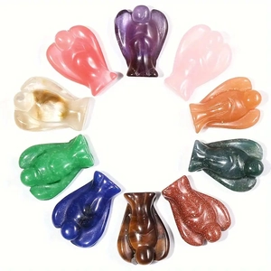 Angel Figurines Crystal Stone Hand Carved Guardian Pocket Stones Healing Crystals Home Office Decor Spiritual Gift