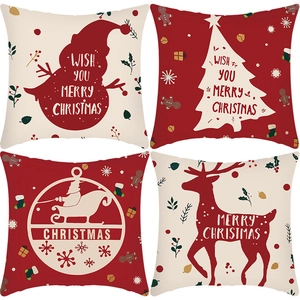 Weihnachts Kissenbezug Leinen Kissenhülle Rentier Schneemann Druck Festlicher Nordischer Stil Heim Dekoration