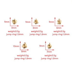 Golden stainless steel birthstone charm bases in heart star and floral shapes