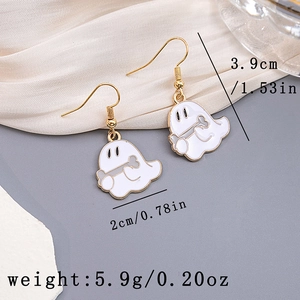 Detail view of ghost earrings with dimensions 3.9cm by 2cm and weight 5.9g