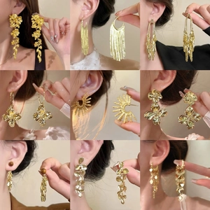 Flower Butterfly Tassel Dangle Earrings For Women Gold Plated Alloy Jewelry With 925 Sterling Silver Earring Post
