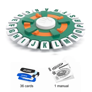 Educational word search wheel game board with 36 theme cards for family interactive play