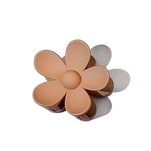 Elegant beige flower hair claw clip with a matte finish for women's hair styling