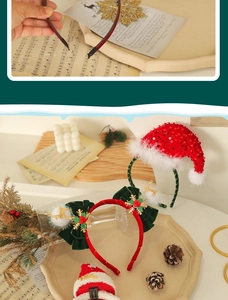 Detail of Christmas headbands with sequins and feathers for festive hair styling