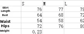 Tableau des tailles détaillé pour robe dos nu incluant mesures de poitrine, taille et hanches