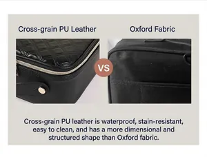 Comparison between quilted cross-grain PU leather and standard oxford cloth makeup bags