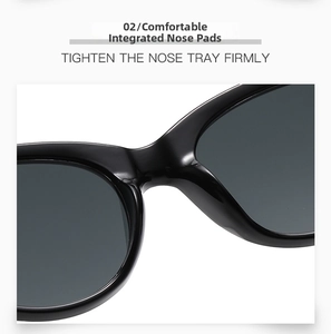Close-up of comfortable integrated nose pads on black cat-eye vintage sunglasses