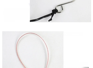 Detail of stainless steel S-hook and transparent PVC power cable for solar pumpkin light