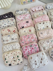 Quilted floral multipurpose storage pouches with cute cartoon and polka dot patterns