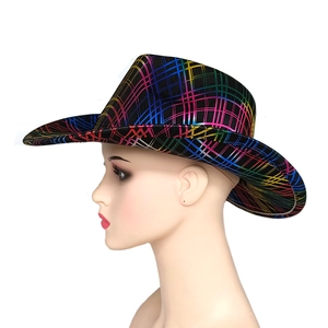 Rainbow striped cowboy hat with western silhouette for party and festive decoration