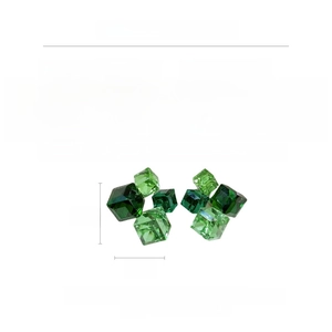 Detailed technical specifications for emerald crystal square stud earrings with dimensions