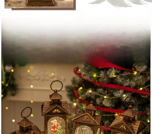 Vintage-Weihnachtslaternen aus Bronze mit Weihnachtsmann und Schneekugeleffekt