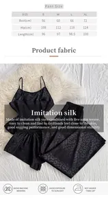 Guide des tailles pour ensemble pyjama en satin imprimé léopard avec mesures précises