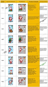 Macro view of Christmas PVC static stickers with Santa, snowflakes, and festive patterns