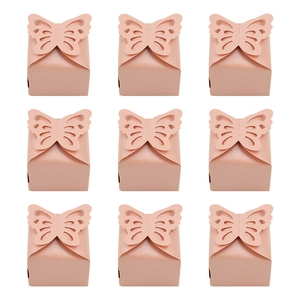 Set di 9 scatole regalo rosa perlato con farfalla intagliata per matrimoni