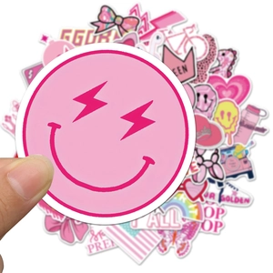 50pcs cute preppy style waterproof stickers for water bottles and laptops in pink