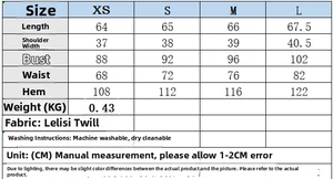 Tableau des tailles XS à L pour ce gilet long à poils avec ceinture à la taille