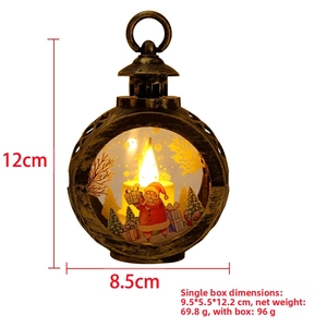 Retro Christmas lantern with Santa graphics and handle, dimensions 12cm by 8.5cm