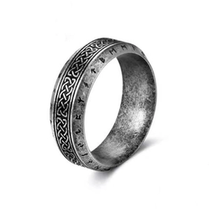 Bague Viking vintage en acier inoxydable avec motifs de nœuds celtiques