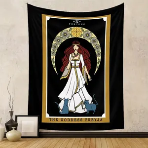 Norse Goddess Freyja Tarot Tapestry Fortune Mystical Aesthetic Wall Hanging Polyester Fabric For Bedroom Living Room Decor