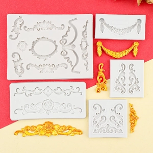 Barock Relief Silikonform Vintage Scrollwork Spitze Blume Rahmen Für Fondant Tortendeko Schokolade Harz Basteln DIY