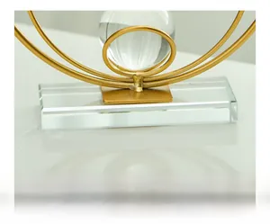 Detail view of thickened transparent glass base for crystal ball art ornament