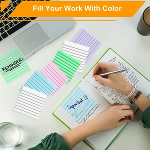 Morandi colored PET sticky notes with lined designs for organizing office and study work