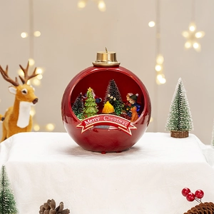 Luminous musical Christmas house decoration with Santa scene and warm LED lights