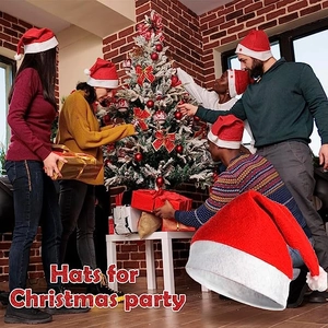 Classic red Christmas hat with white plush trim for holiday parties and festive decorations