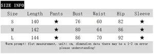 Size information chart for elegant slim fit slit evening dress showing measurements