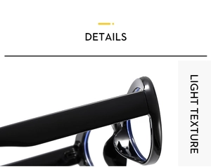 Detailed view of glossy black oval frame hinge and light texture temple structure