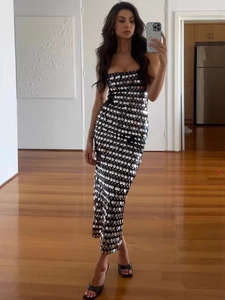 Sparkly silver sequin tube bodycon maxi dress for party and evening wear