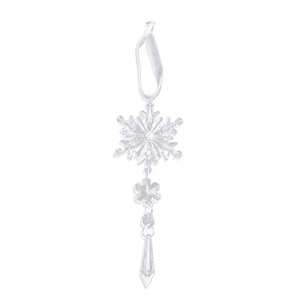Clear acrylic snowflake crystal ornaments set for Christmas tree decoration with ribbons