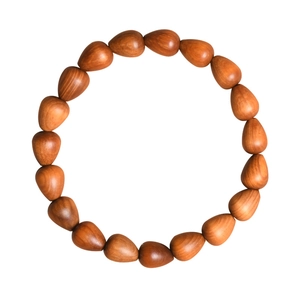 Natural thuja wood beaded bracelet with water drop shaped beads in deep brown finish