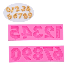 Floral numbers 0-9 silicone mold set for 3D cake topper and candle making crafts