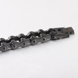 Close-up of 12mm black stainless steel bicycle chain bracelet with detailed links