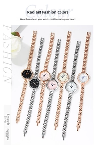 Elegant rose gold and silver quartz watches for women with minimalist metal chain straps
