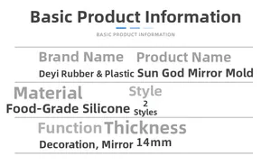 Specifications of sun god mirror silicone mold with 14mm thickness for DIY crafts