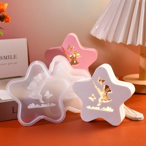 Vista de detalle del molde de silicona de estrella DIY y luz nocturna LED con siluetas