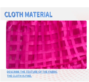 Detail of rose pink textured mesh fabric for off-the-shoulder summer maxi dress