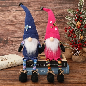Christmas Gnome Plush Doll Long Striped Legs Sitting Faceless Tomte Nordic Desktop Ornament Window Decoration