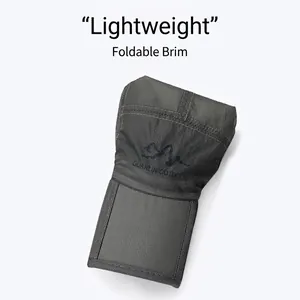 Foldable brim quick-dry baseball cap in dark gray with mountain logo for outdoor sun protection