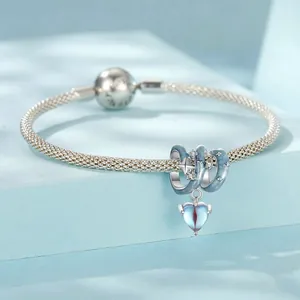 Handcrafted S925 sterling silver mesh bracelet featuring a blue star and moon pendant