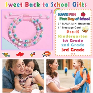 Set de bracelets cœur en perles de cristal 6mm colorées pour la rentrée scolaire